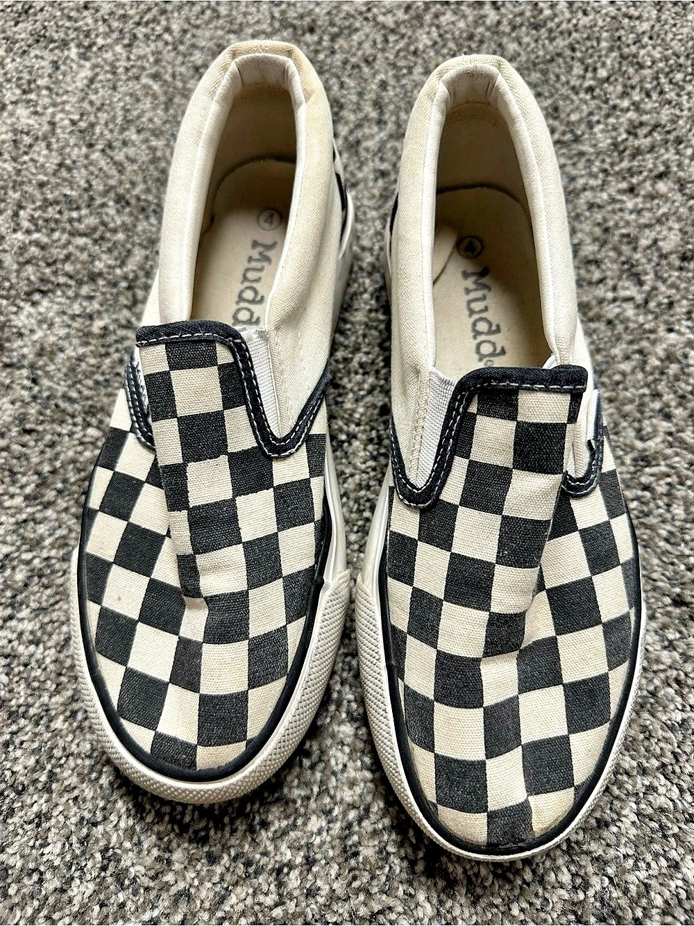 Mudd Checkered Slip-On Sneakers in Black & White
